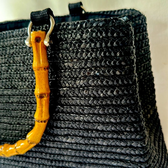 ✨Black Straw Handbaf with Bamboo Handles✨ - Picture 3 of 5